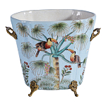 Кашпо из голубого фарфора с бронзовыми элементами Blue Garden варинант исполнения - 1 | Loft Concept в Волгограде