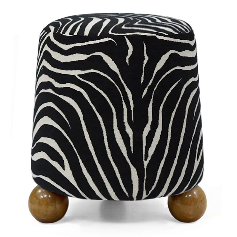 Пуф Wakonda обивка ZEBRA с Круглыми ножками  Черно-белый Коричневый в Волгограде | Loft Concept 