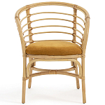 Кресло из ротанга с сиденьем из велюра Vini Rattan Armchair варинант исполнения - 2 | Loft Concept в Волгограде