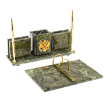 Настольный письменный набор из змеевика с гербом России Successful Leader варинант исполнения - 3 | Loft Concept в Волгограде