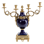 Подсвечник из темно-синего фарфора на бронзовой подставке с фигурками ангелов и декоративными ручками Eden Garden варинант исполнения - 1 | Loft Concept в Волгограде