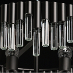 Люстра круглая из матового черного металла с подвесками из прозрачных стеклянных трубок Noir Tubes варинант исполнения - 8 | Loft Concept в Волгограде