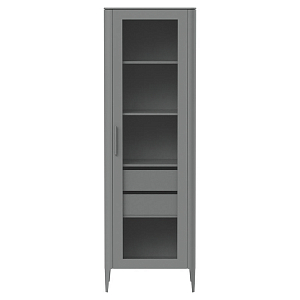 Витрина серая со стеклянной дверью с 4-мя полками и 2-мя ящиками Type 