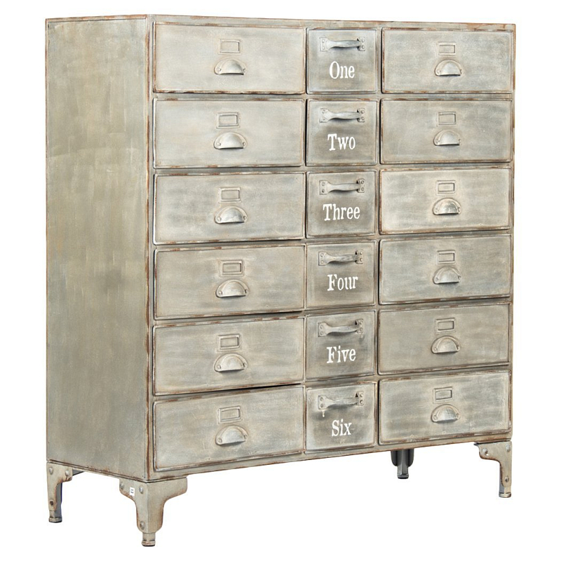 Комод металлический в стиле лофт Oscar Drawer Cabinet Серебряный Комод металлический в стиле лофт Oscar Drawer Cabinet Серебряный в Волгограде | Loft Concept