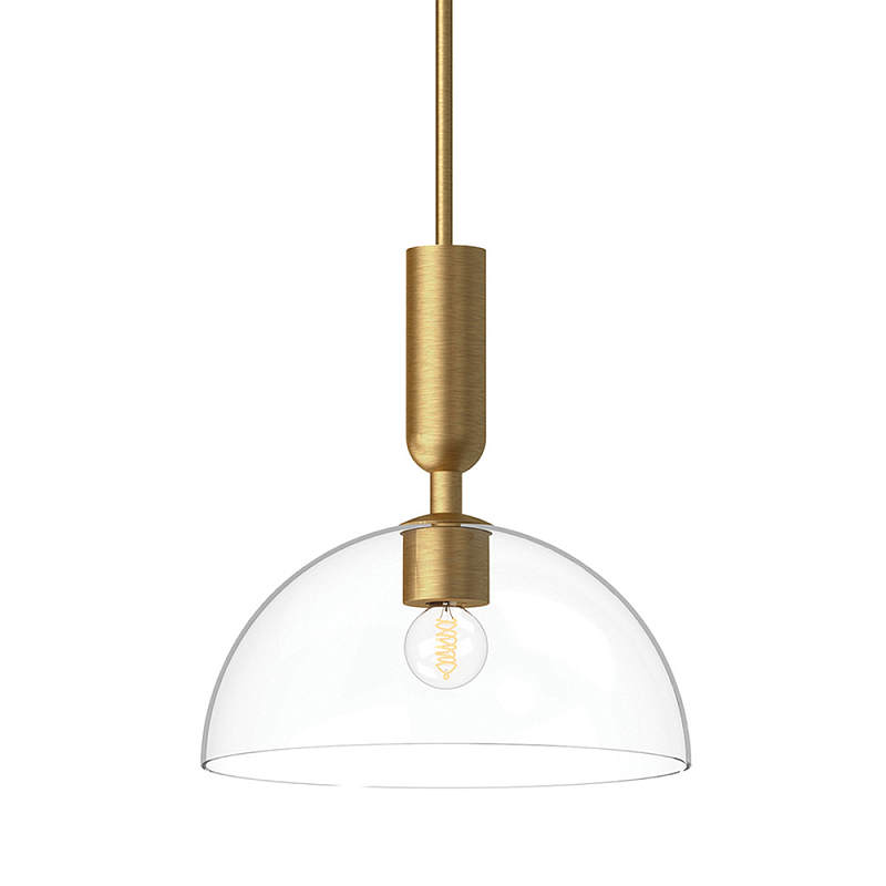 Подвесной светильник с прозрачным полусферическим стеклянным плафоном Alora Mood  Прозрачное Стекло Золотой в Волгограде | Loft Concept 