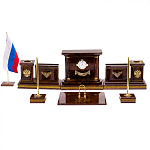 Настольный письменный набор с часами и визитницами из природного камня обсидиана Royal Present варинант исполнения - 1 | Loft Concept в Волгограде