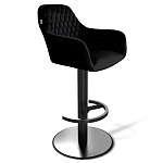 Барный стул вращающийся со спинкой и подлокотниками Douglas Rhombus Черный Велюр варинант исполнения - 1 | Loft Concept в Волгограде