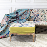 Банкетка из массива бука с изображением птиц и цветов Beige Green Chinoiserie Garden Banquette варинант исполнения - 3 | Loft Concept в Волгограде