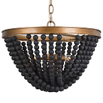 Люстра с подвесками в виде круглых деревянных черных бусин Black Wooden Beads Chandelier варинант исполнения - 1 | Loft Concept в Волгограде