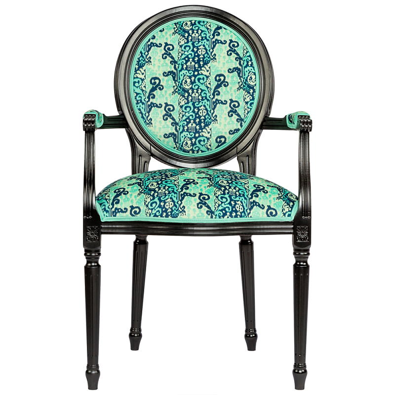 Стул из натурального бука с подлокотниками Ikat Pattern бирюзовый Черный Бирюзовый Стул из натурального бука с подлокотниками Ikat Pattern бирюзовый Черный Бирюзовый в Волгограде | Loft Concept