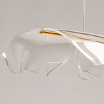 Люстра линейная с 3-мя белыми волнистыми плафонами Wave Line варинант исполнения - 8 | Loft Concept в Волгограде