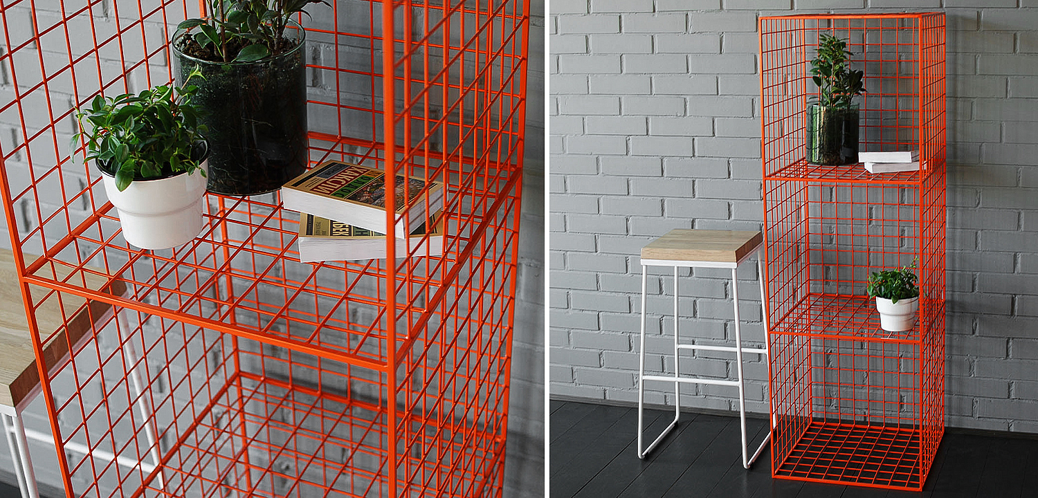Стеллаж Carney Orange Industrial Metal Rust Rack Стеллаж Carney Orange Industrial Metal Rust Rack - Loft-Concept в Волгограде