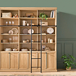 Книжный шкаф из массива сосны с металлической лестницей Burton Wood Cabinet варинант исполнения - 8 | Loft Concept в Волгограде