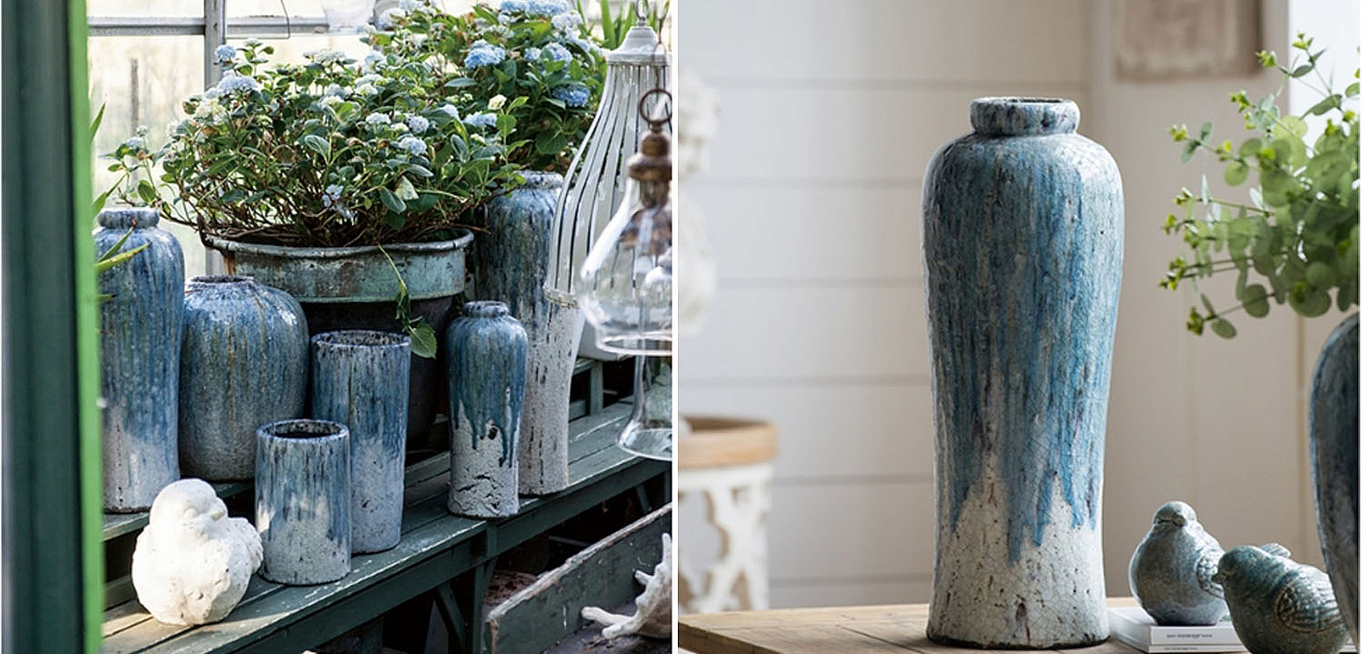 Ваза Terracotta Vase blue-white high Ваза Terracotta Vase blue-white high - Loft-Concept в Волгограде