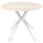 Стол обеденный с круглой столешницей из керамики на четырех белых ножках Sand Ceramics варинант исполнения - 1 | Loft Concept в Волгограде