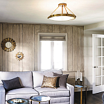 Потолочный светильник цвета латунь с плоским круглым плафоном Hinkley варинант исполнения - 2 | Loft Concept в Волгограде