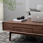 Кофейный стол из массива дерева с выдвижными ящиками Coffee Walnut Table варинант исполнения - 5 | Loft Concept в Волгограде