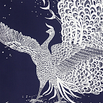 Обои ручная роспись в стиле Арт-деко Whistler Peacocks Special Colourway on Empire Blue dyed silk варинант исполнения - 2 | Loft Concept в Волгограде