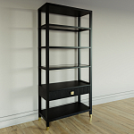 Стеллаж Elsa Dreams Black со стеклянными полками и ящиком варинант исполнения - 1 | Loft Concept в Волгограде