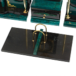 Настольный письменный набор из змеевика тёмно-зелёного цвета с декором в виде орла Successful Leader варинант исполнения - 4 | Loft Concept в Волгограде