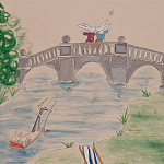 Обои ручная роспись Promenade Special Colourway on pink painted Xuan paper варинант исполнения - 1 | Loft Concept в Волгограде