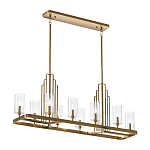 Люстра прямоугольная цвета латунь с прозрачными рифлеными цилиндрическими плафонами Kichler варинант исполнения - 2 | Loft Concept в Волгограде
