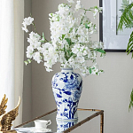 Ваза с бело-синей росписью и изображением цветов Blue & White Ornament варинант исполнения - 4 | Loft Concept в Волгограде