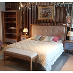 Кровать из массива бука с мягким изголовьем Tasteful Furniture варинант исполнения - 2 | Loft Concept в Волгограде