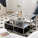 Дизайнерский журнальный стол квадратный с полками Akydy варинант исполнения - 1 | Loft Concept в Волгограде