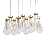 Люстра с 9-ю прозрачными стеклянными плафонами в форме капли Lucid Rain  варинант исполнения - 1 | Loft Concept в Волгограде