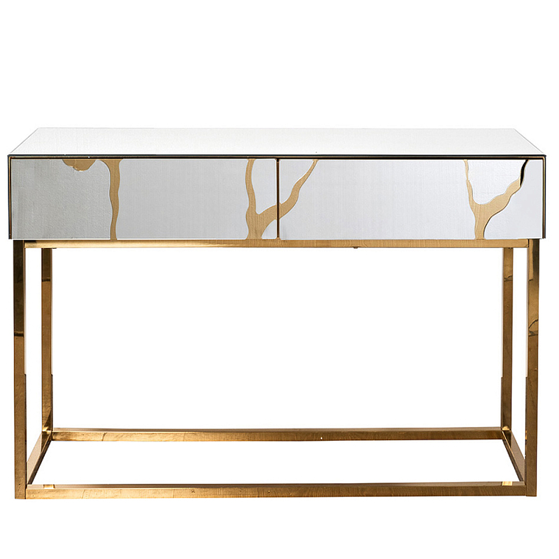 Консоль с ящиками зеркальная с золотым декором Gold Painted Mirror Console Зеркало Золотой Консоль с ящиками зеркальная с золотым декором Gold Painted Mirror Console Зеркало Золотой в Волгограде | Loft Concept