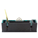 Настольный письменный набор из змеевика с часами и календарницей Successful Leader варинант исполнения - 3 | Loft Concept в Волгограде