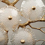 Потолочная люстра круглая ветвистыми бронзовыми элементами и стеклянными рифлеными дисками Textured Glass Chandelier варинант исполнения - 5 | Loft Concept в Волгограде