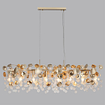 Люстра линейная с подвесками в форме монеток и золотистыми круглыми элементами из металла в виде лепестков FAIRYTREE Light варинант исполнения - 4 | Loft Concept в Волгограде