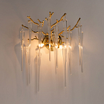 Бра золотого цвета с разветвленными ветвями и длинными прозрачными подвесками в форме стеклянных сосулек Droplet Chandelier варинант исполнения - 2 | Loft Concept в Волгограде