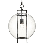 Подвесной светильник в форме шара из прозрачного стекла на линейном черном каркасе  Glass Ball with Seeds варинант исполнения - 2 | Loft Concept в Волгограде