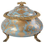 Шкатулка голубого цвета с золотым растительным узором Eden Garden варинант исполнения - 1 | Loft Concept в Волгограде