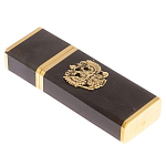 Флешка на 16 гб с декоративной металлической вставкой Герба РФ из натурального камня Обсидиан Черный Stone Flash Drive варинант исполнения - 1 | Loft Concept в Волгограде