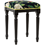 Банкетка из натурального бука черная с изображением птиц и цветов Blooming Birds2 варинант исполнения - 3 | Loft Concept в Волгограде