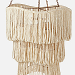 Трехъярусная люстра с подвесками из круглых деревянных бусин белая White Beads Three-tier Chandelier  варинант исполнения - 4 | Loft Concept в Волгограде