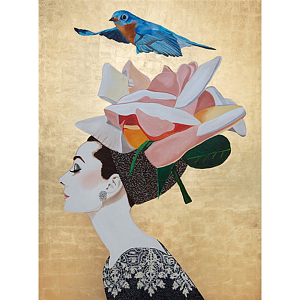 Картина Audrey With Pearl Embellished Dress on Gold Leaf