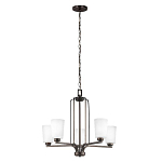 Люстра бронзового цвета с 5-ю матовыми стеклянными плафонами Generation Lighting варинант исполнения - 2 | Loft Concept в Волгограде