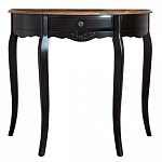 Консоль черная полукруглая из массива березы с ящиком и состаренным эффектом Vintage варинант исполнения - 1 | Loft Concept в Волгограде