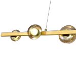 Люстра светодиодная линейная с 6-ю круглыми плафонами коньячного цвета Iona Chandelier Brass  варинант исполнения - 2 | Loft Concept в Волгограде