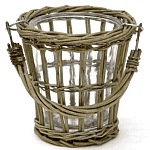Кашпо стеклянное в плетёной корзине Timber варинант исполнения - 1 | Loft Concept в Волгограде