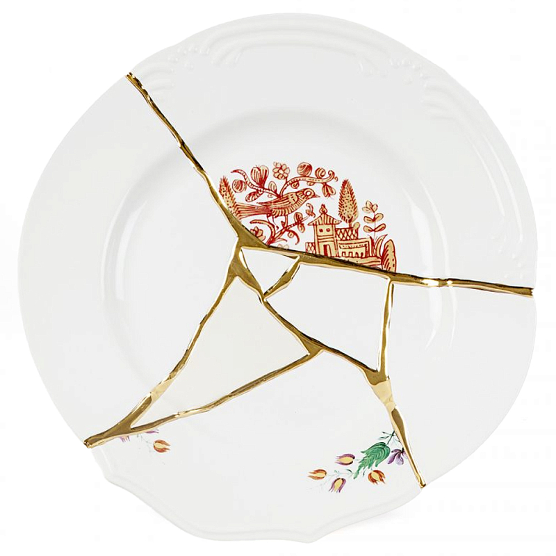 Тарелка Seletti Kintsugi Белый Золотой Мульти в Волгограде | Loft Concept 