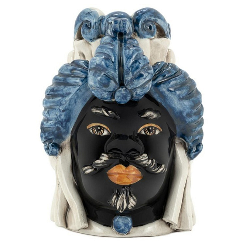 Ваза Vase Moro Man Small Blue Черный Синий Бежевый Ваза Vase Moro Man Small Blue Черный Синий Бежевый в Волгограде | Loft Concept