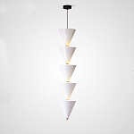 Подвесной светильник светодиодный в виде ряда белых металлических конусов  Herringbone варинант исполнения - 3 | Loft Concept в Волгограде