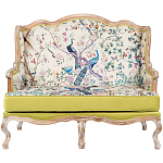 Диван из натурального бука бежевый с изображением птиц и цветов Beige Green Chinoiserie Garden Sofa варинант исполнения - 7 | Loft Concept в Волгограде