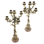 Подсвечники из бронзы на 10 свечей на подставке из камня креноид Stone Candlestick варинант исполнения - 2 | Loft Concept в Волгограде